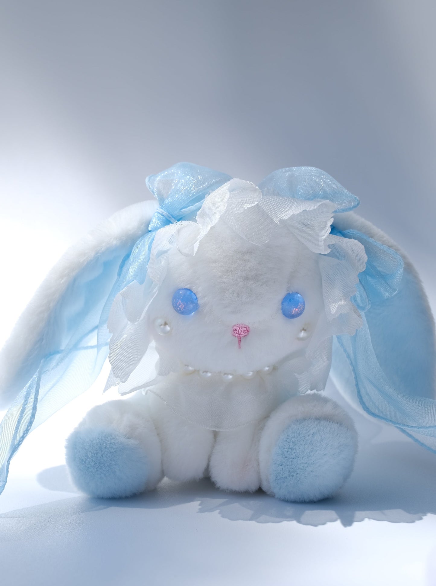 Kawaii Bow Bunny Plush Keychain, Blue