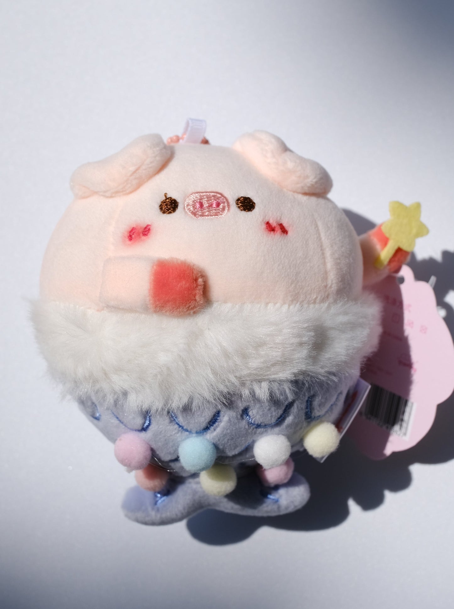 Pig Mermaid Plush Keychain, Front Side