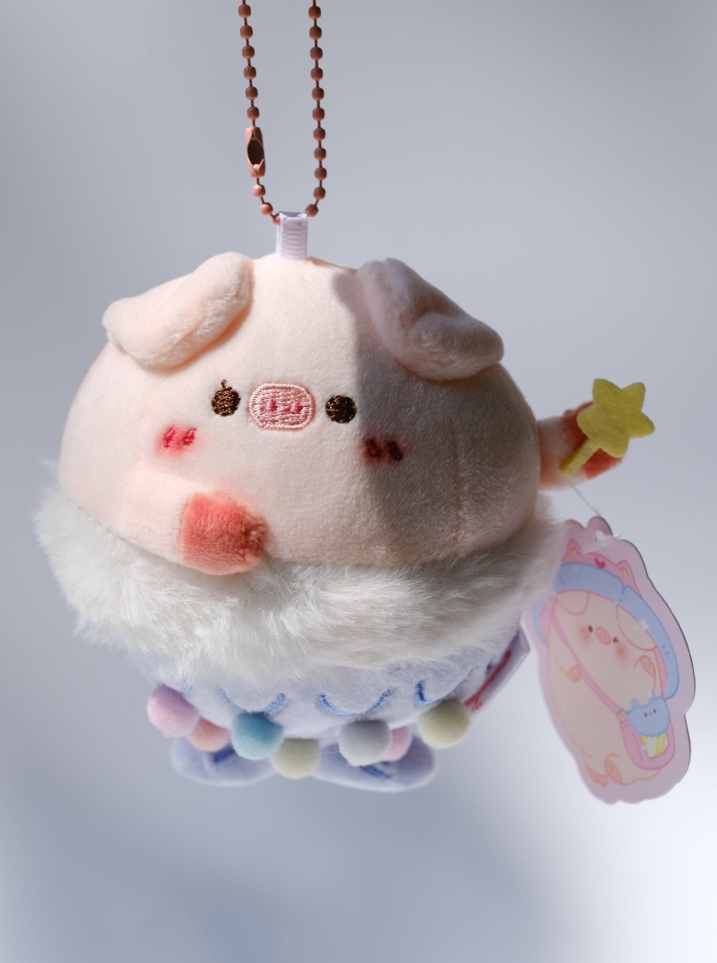 Pig Mermaid Plush Keychain, Front Side