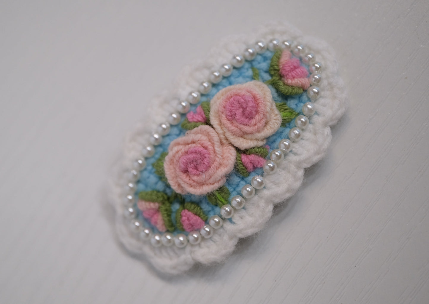 Embroidery Rose Crochet Hair Clip