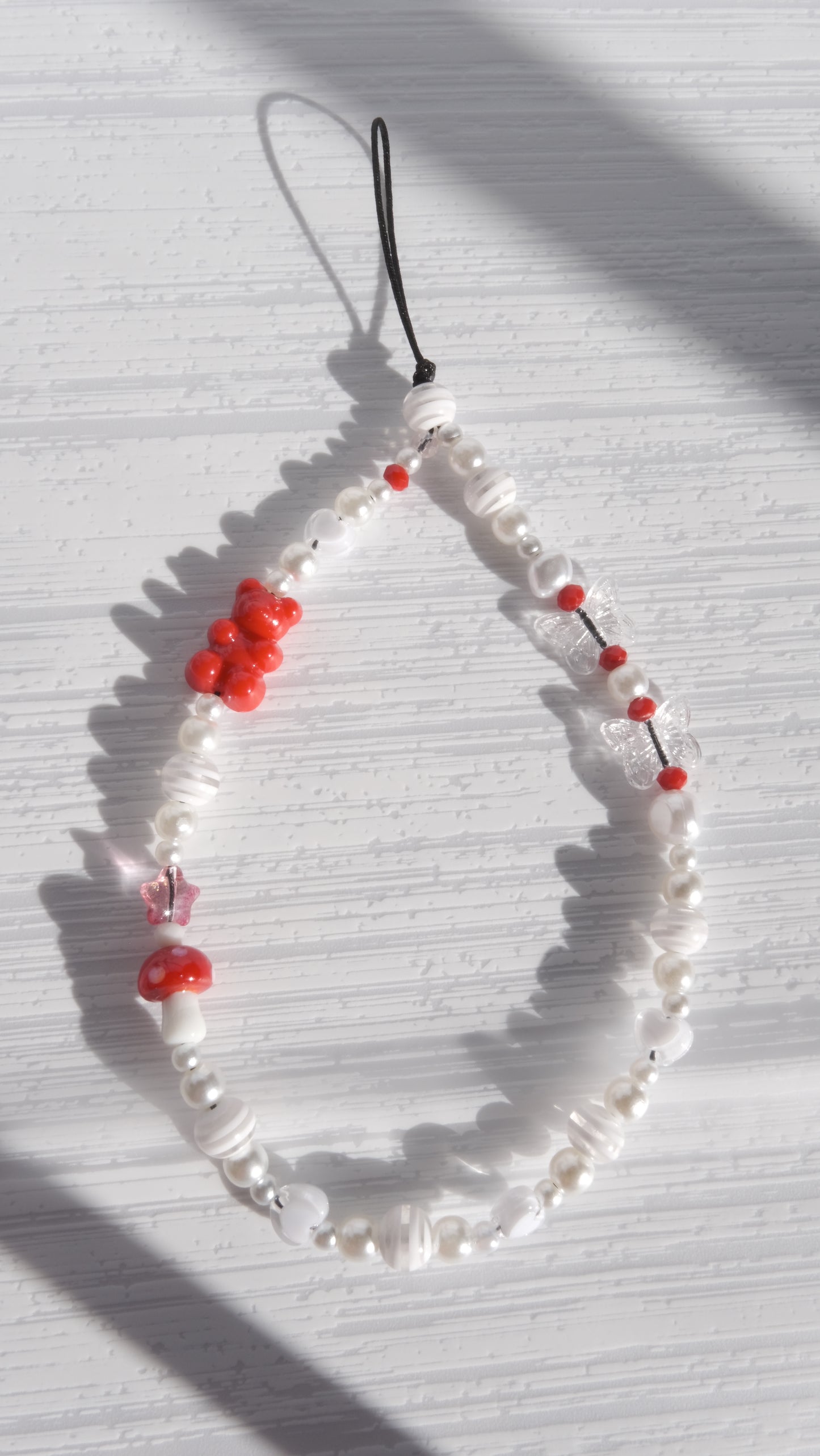 Red Beaded Phone Strap