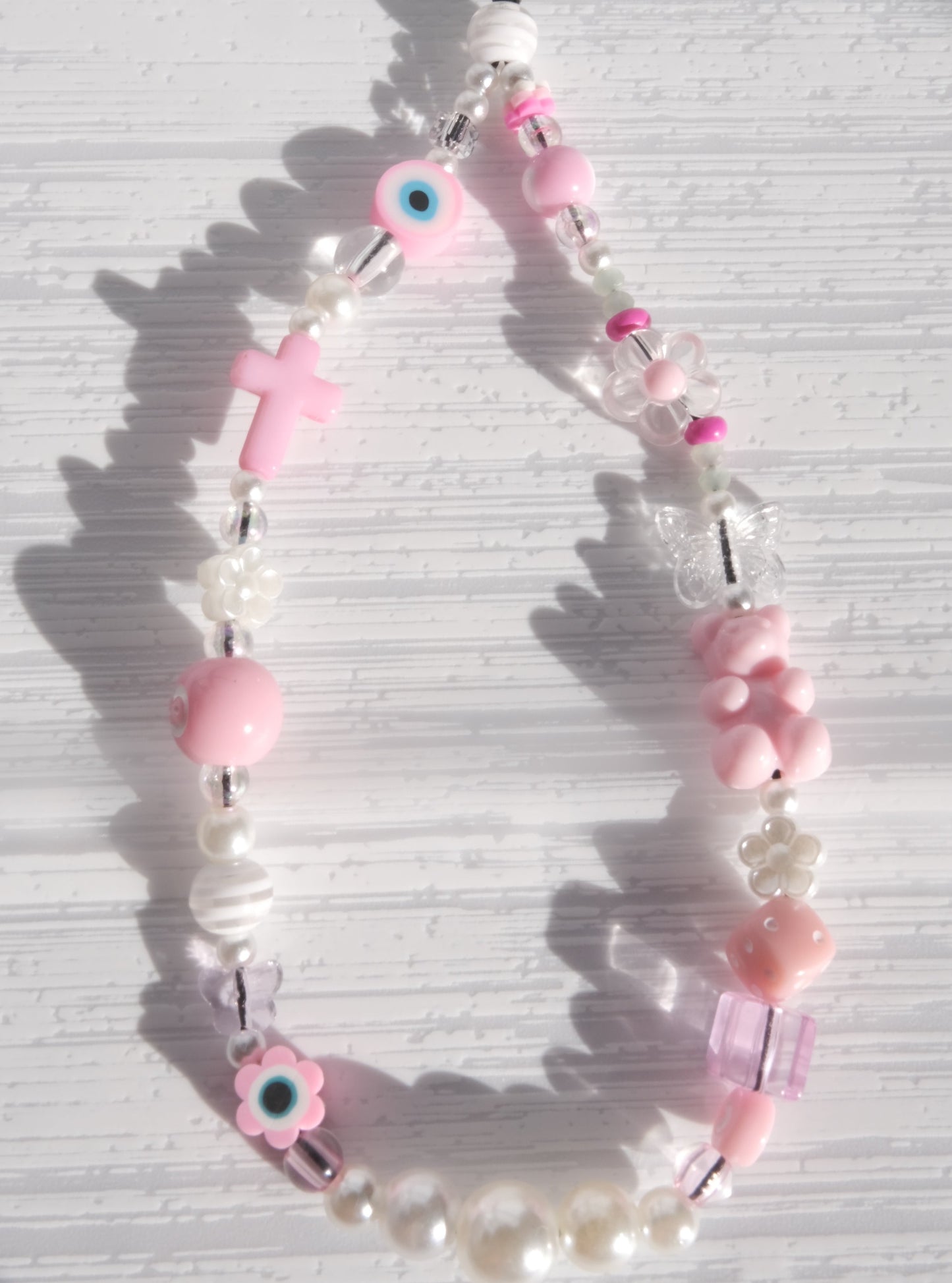 Baby Pink Beaded Phone Strap