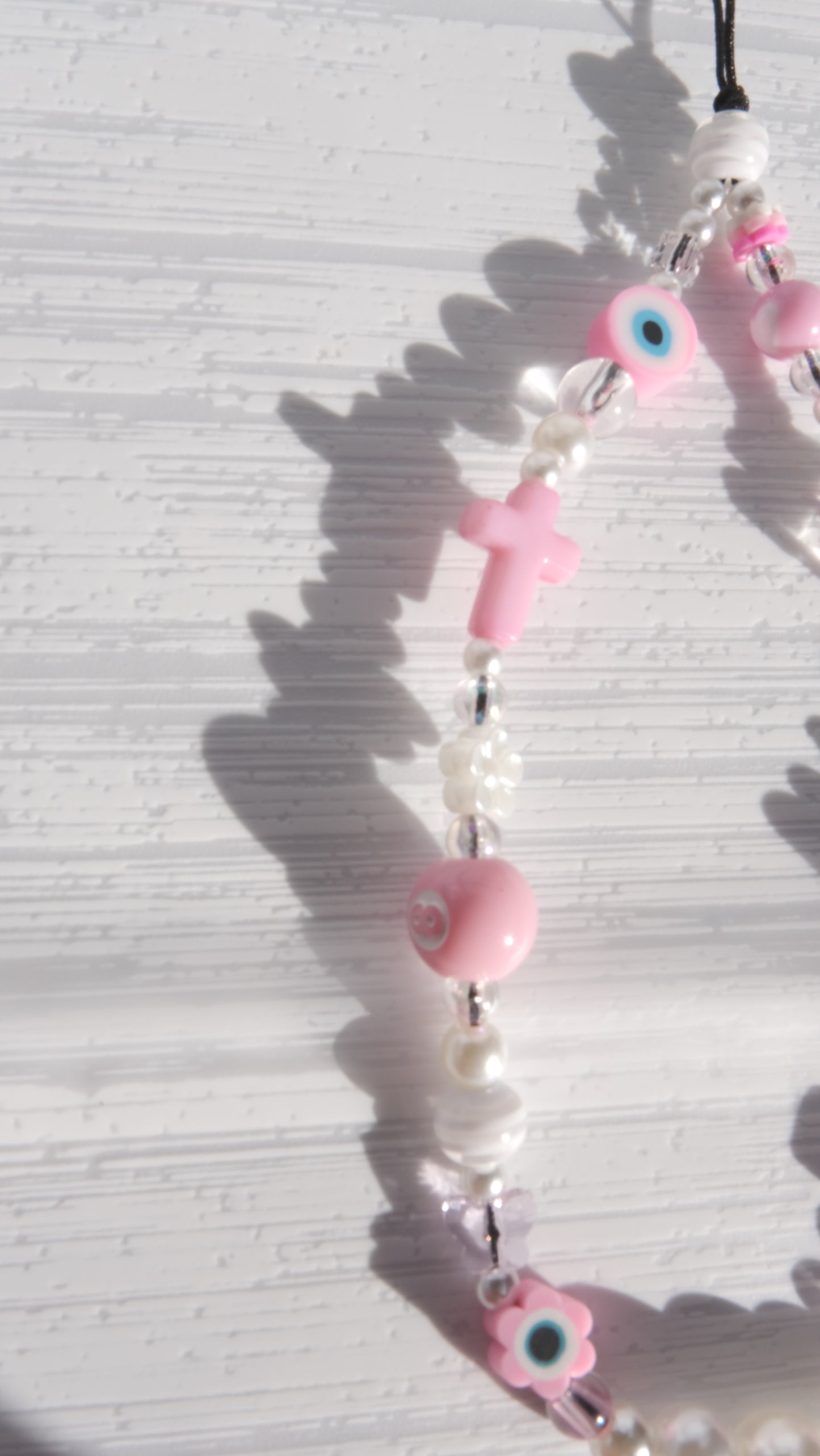 Baby Pink Beaded Phone Strap