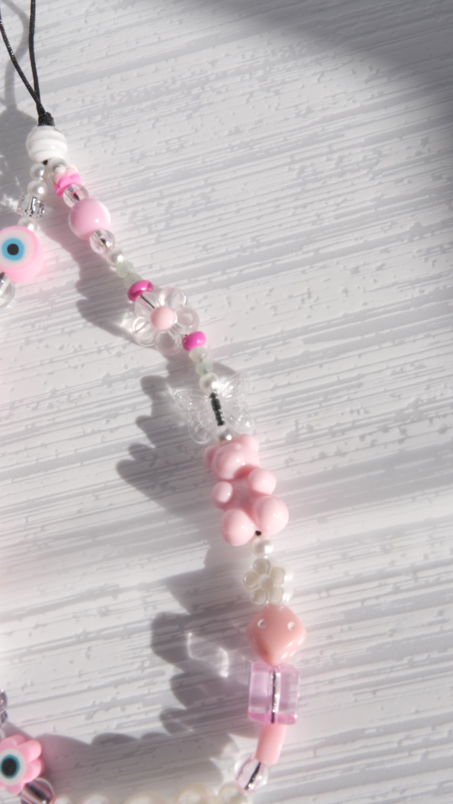 Baby Pink Beaded Phone Strap