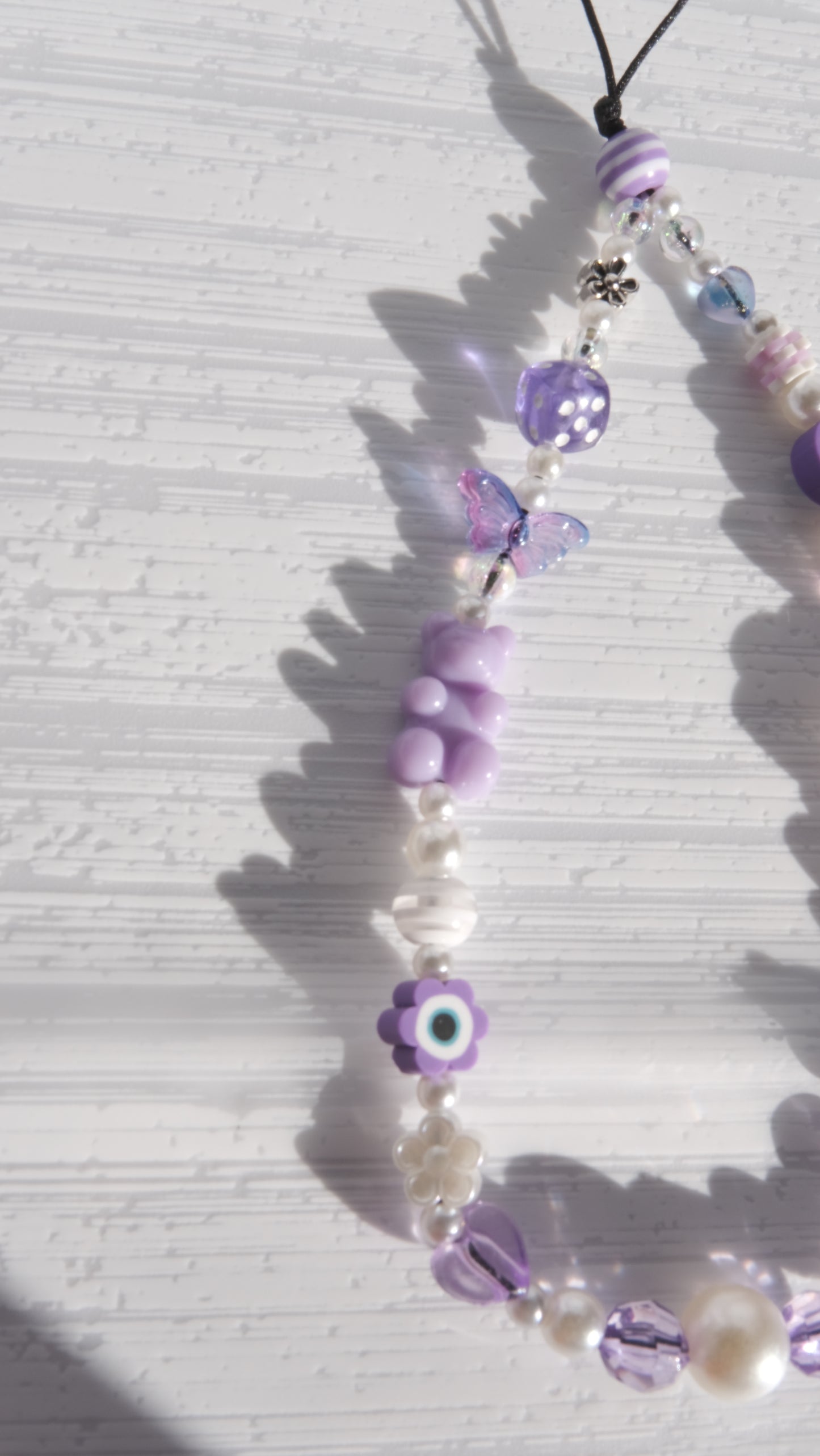 Purple Beaded Phone Strap