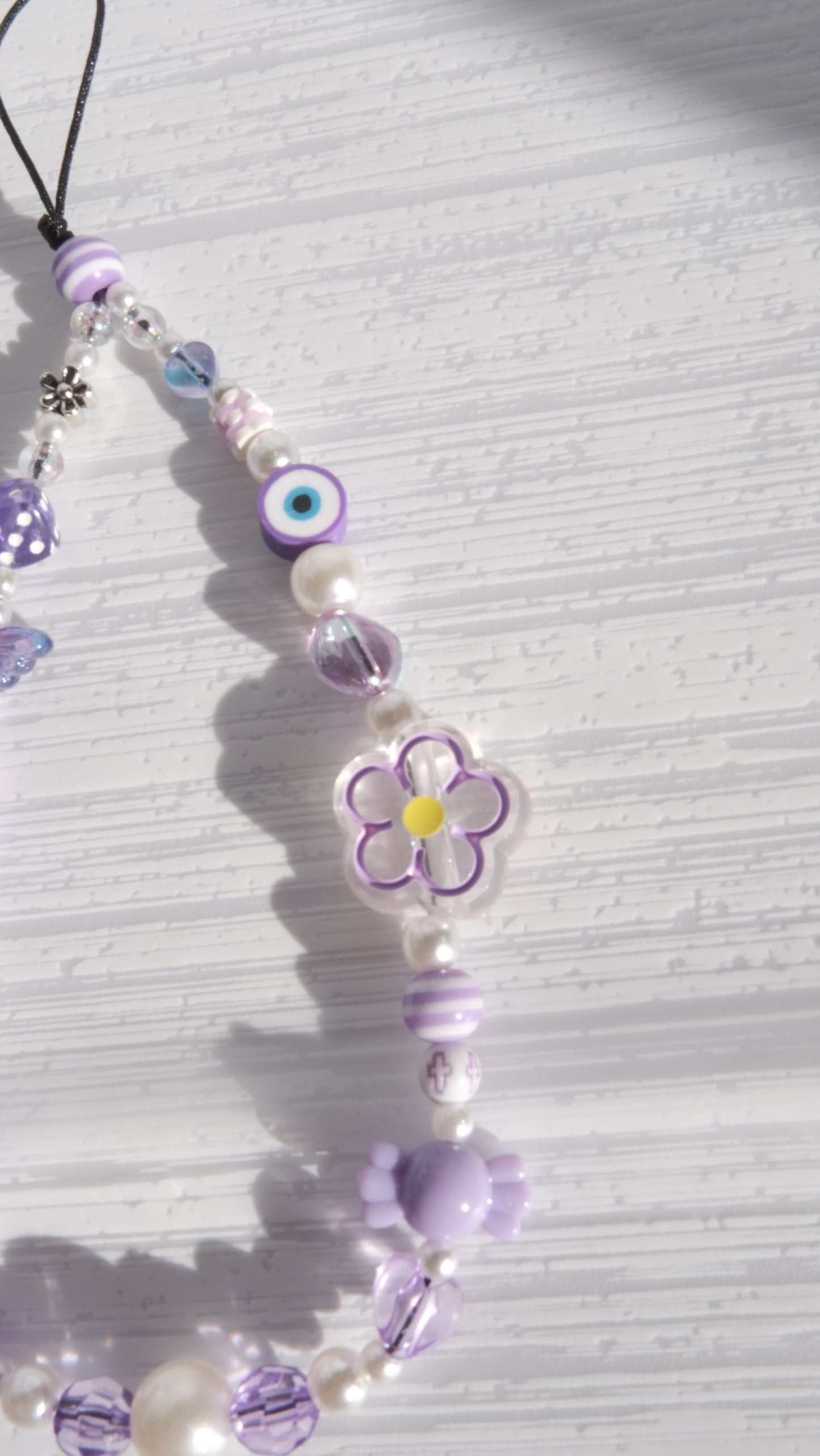 Purple Beaded Phone Strap