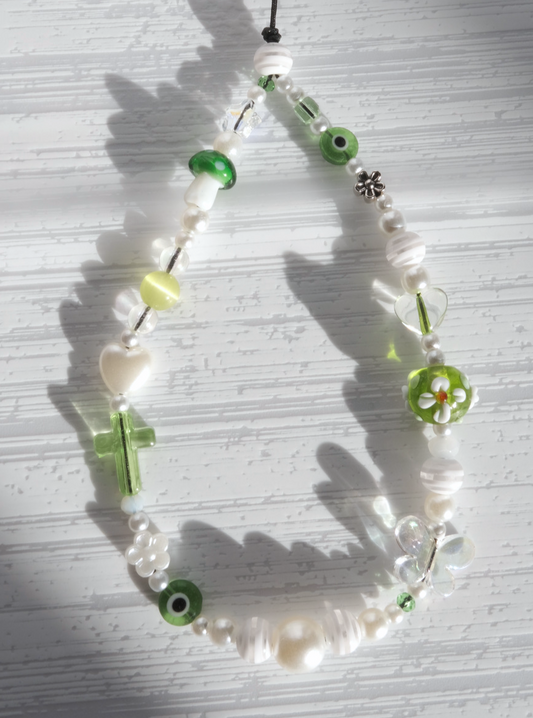 Green Fairy Beaded Phone Strap