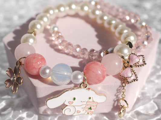 Pink Cinnamoroll Beaded Bracelet, Front Side