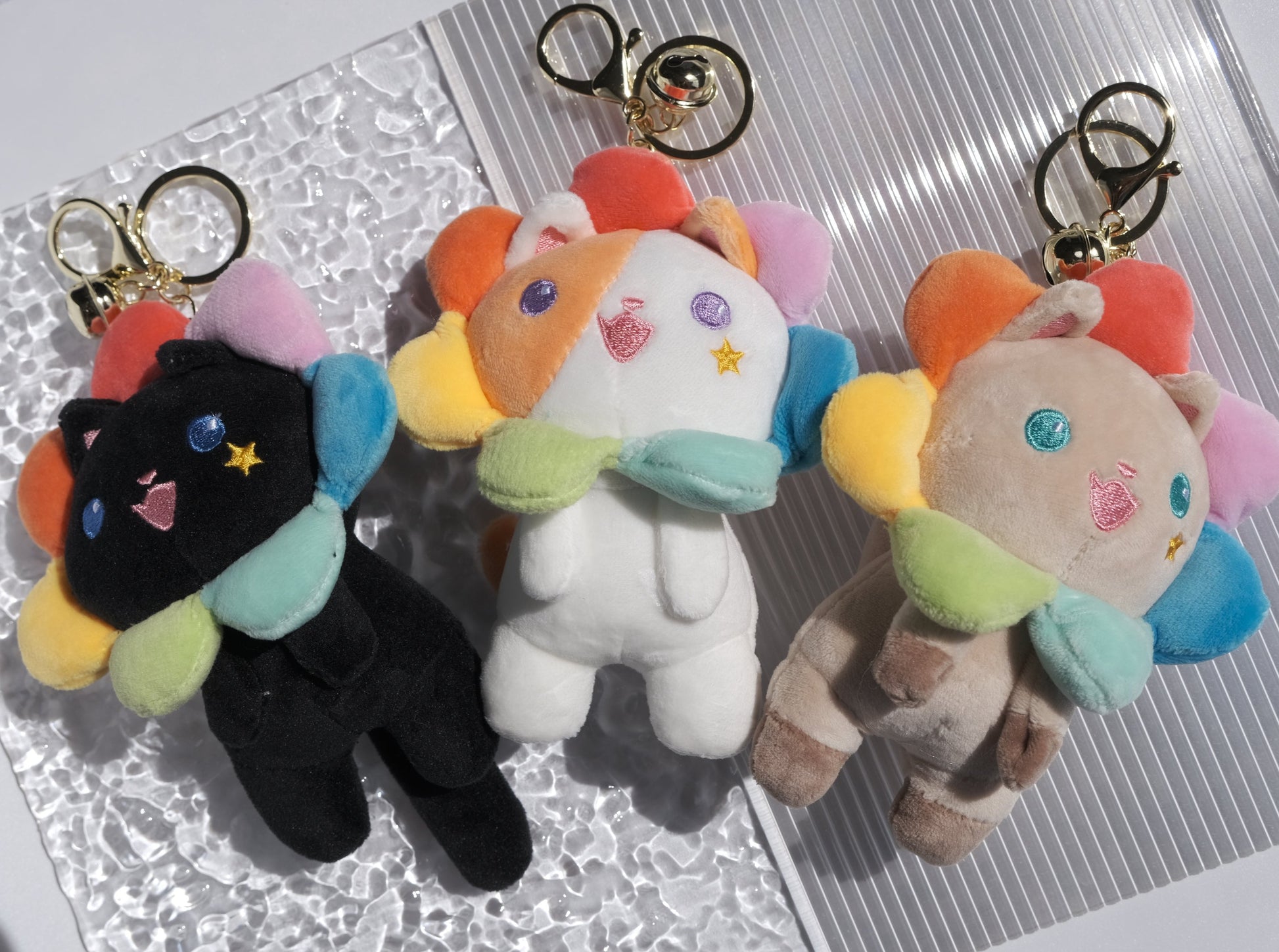 Flower Cat Plush Keychain, Front Side