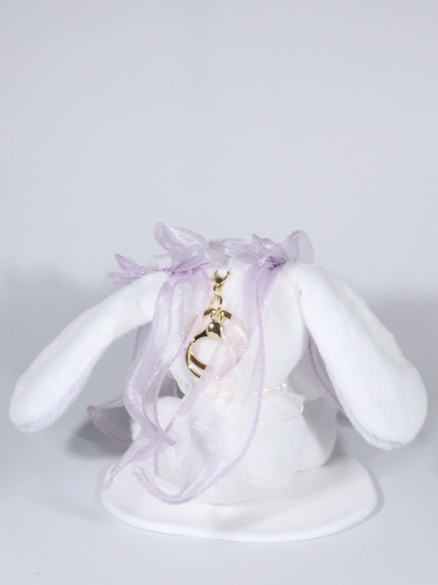 Kawaii Bow Bunny Plush Keychain, Back Side