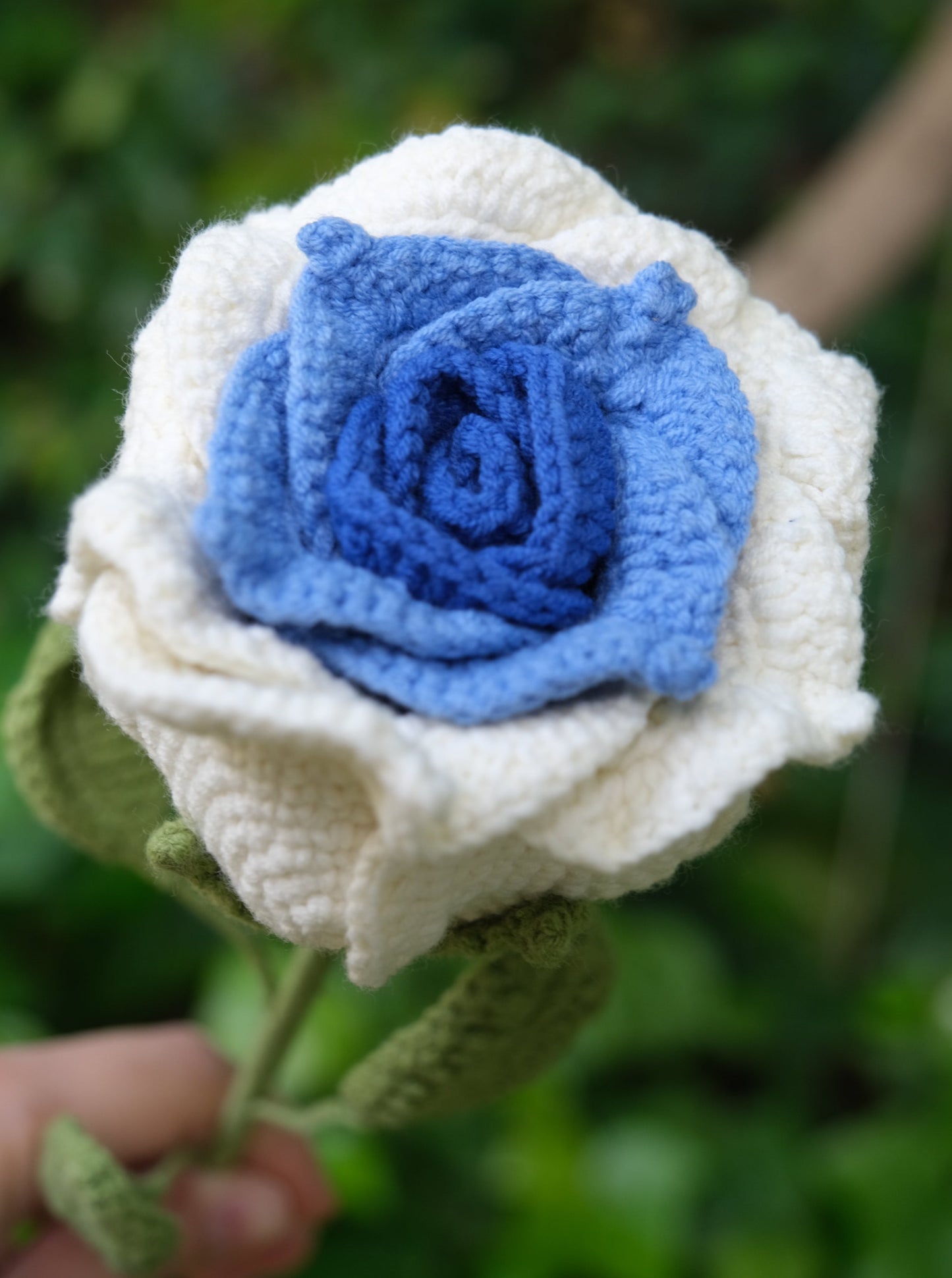 Blue Thai Crochet Rose