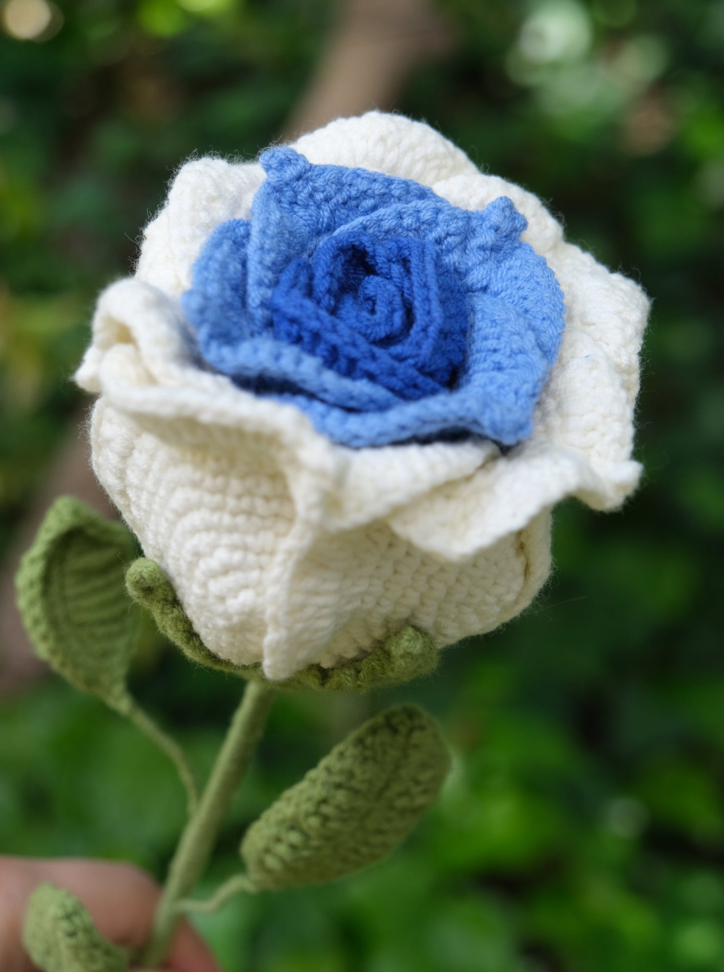 Blue Thai Crochet Rose