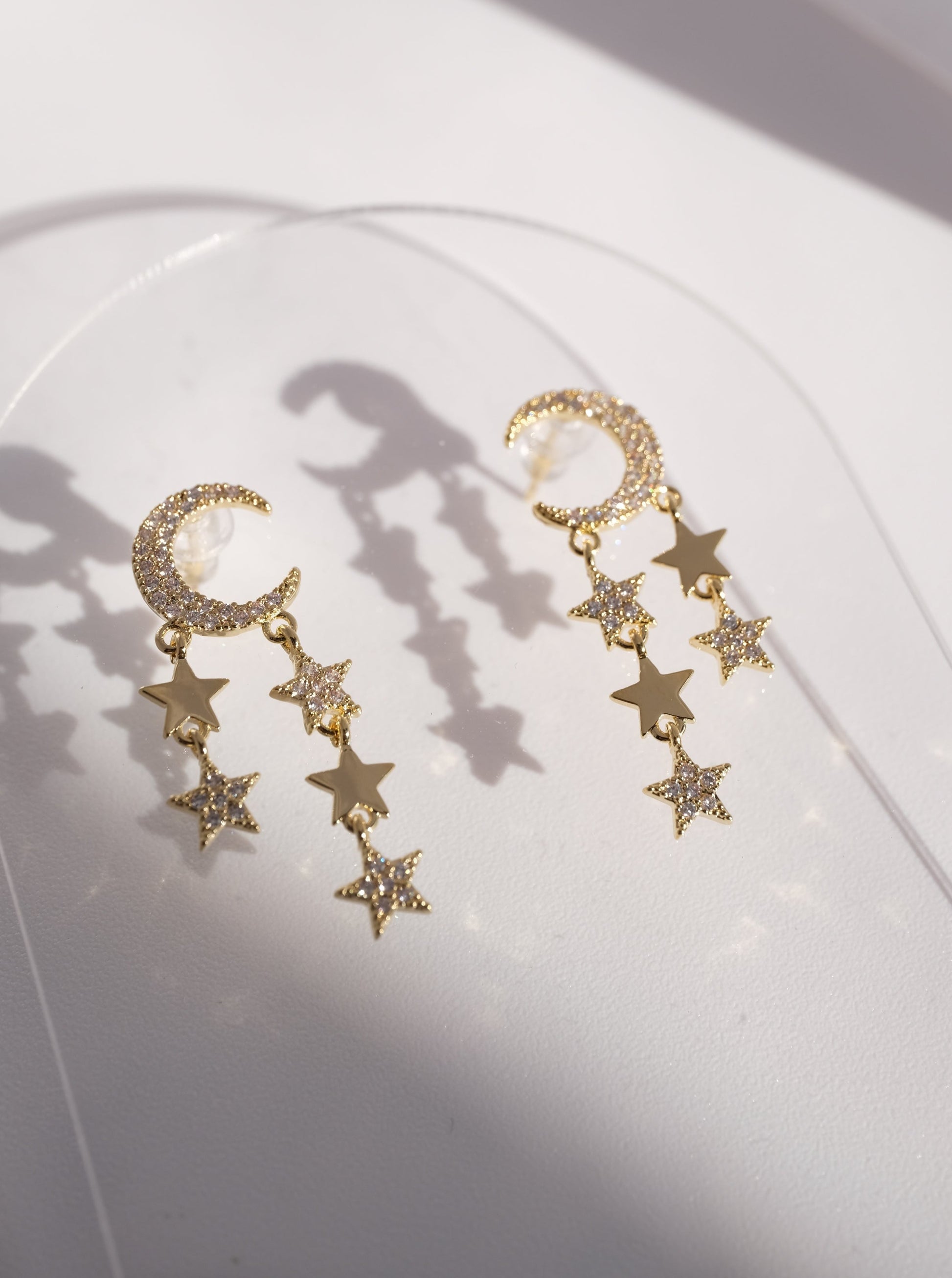 Moon Star Dangle Earring, Front Side