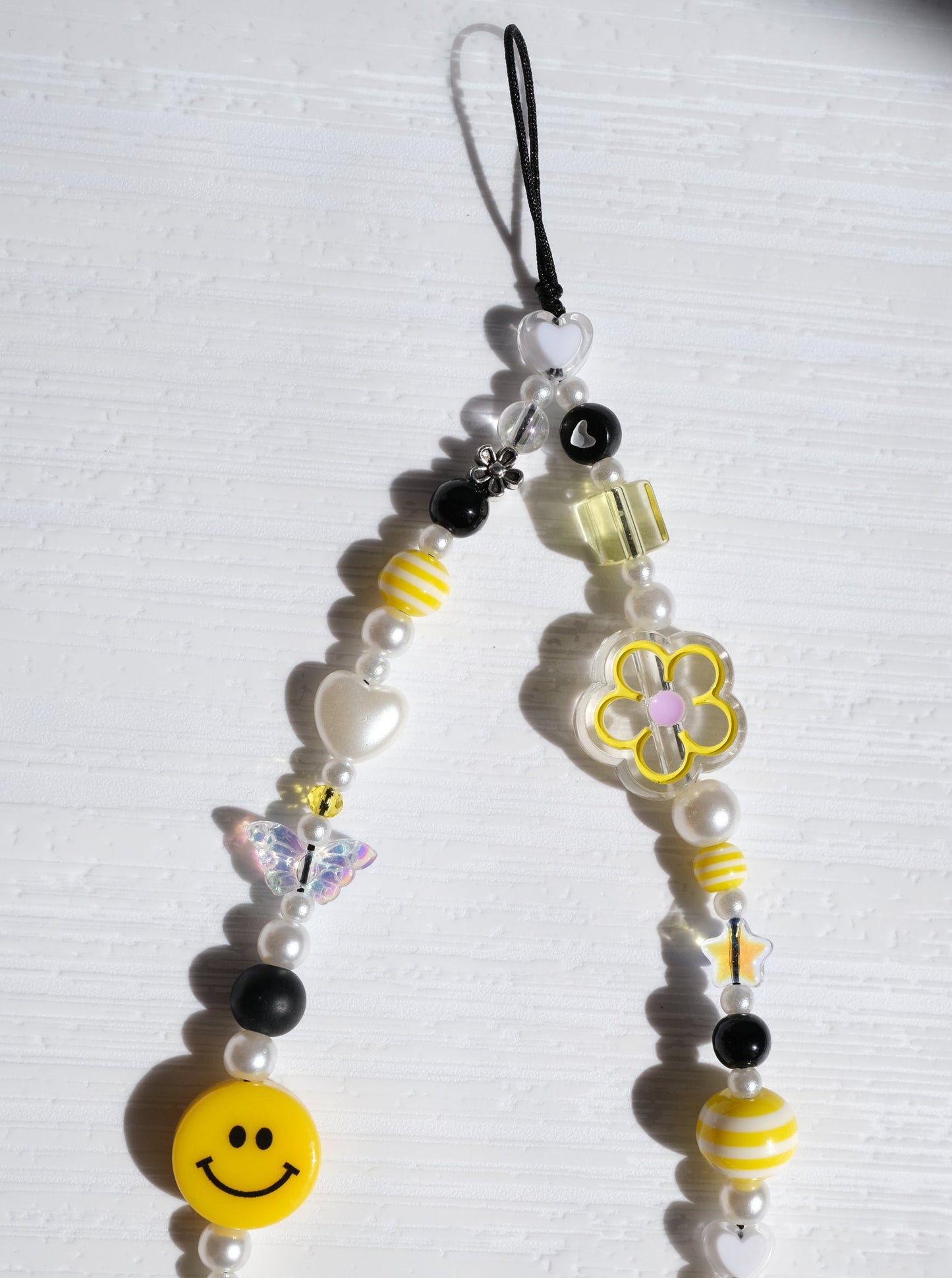 Yellow Smiley Face Phone Strap