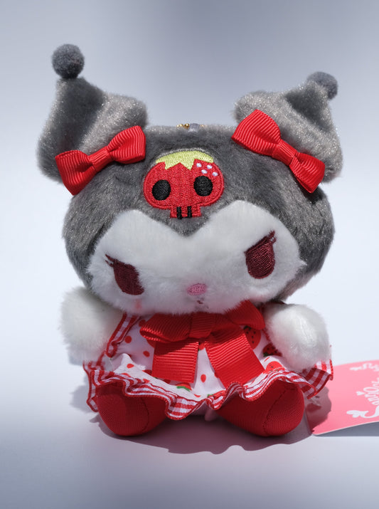 Strawberry Kuromi Plush Keychain, Front Side