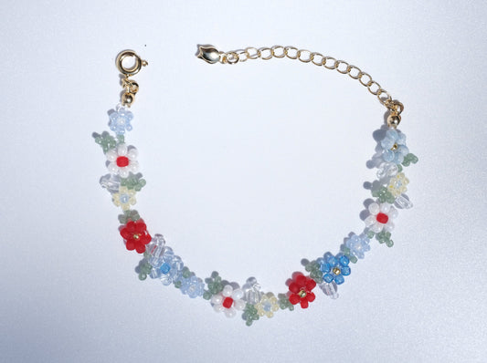 Secret Garden Flower Beaded Bracelet, Front Side