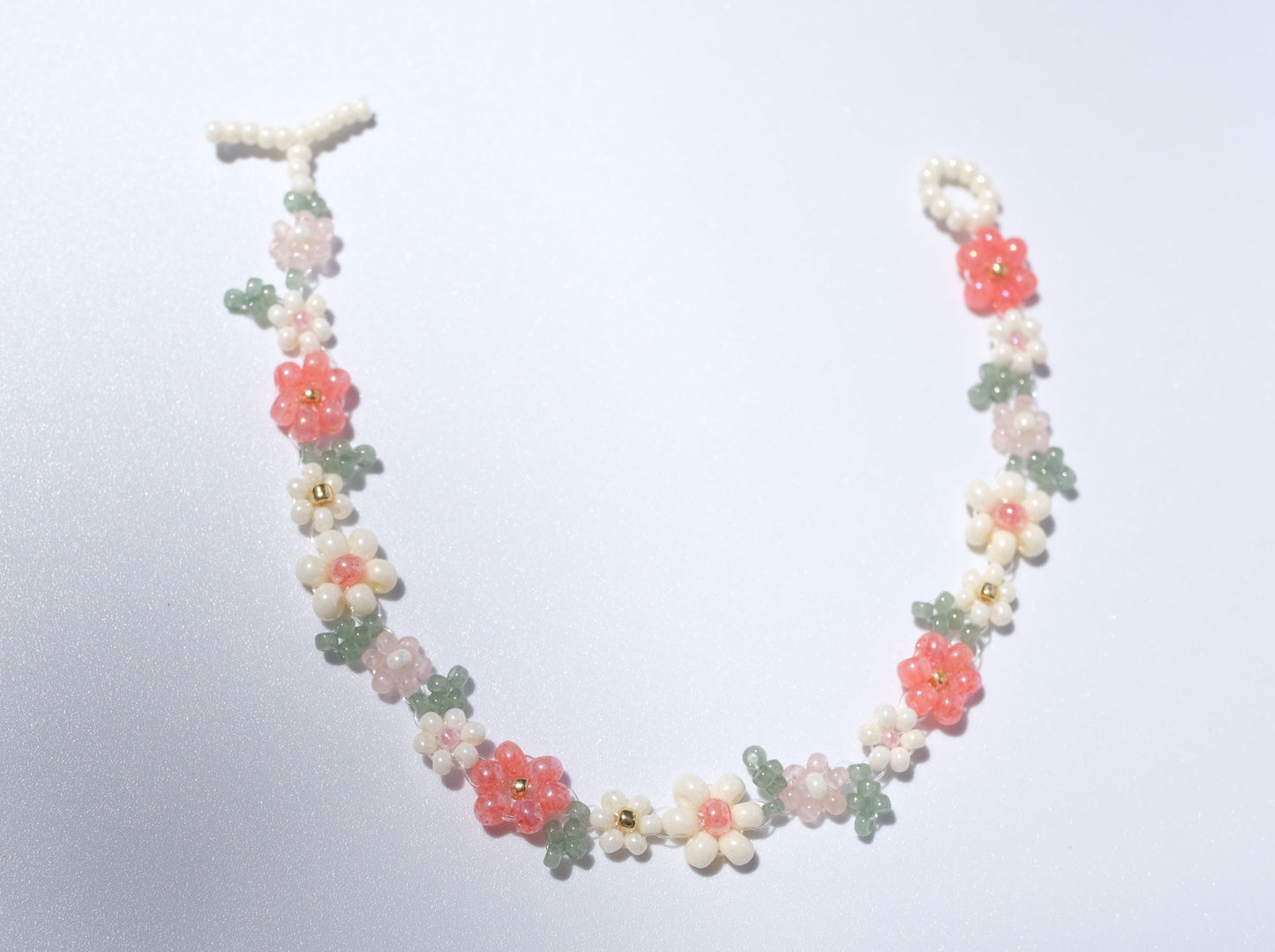 Summer Shine Flower Beaded Bracelet, Front Side