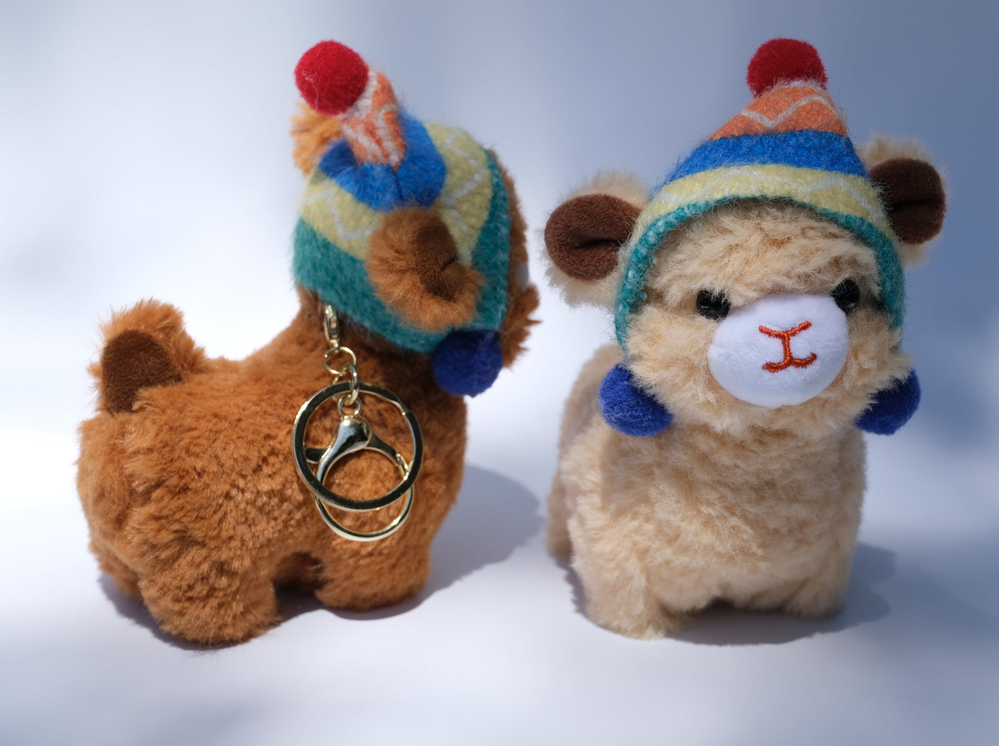 Llama with Beanie Plush Keychain, Front Side