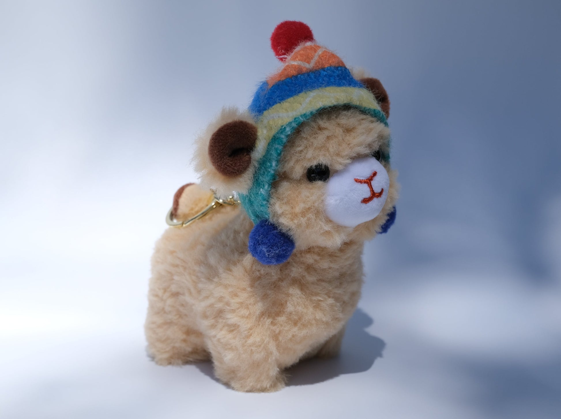 Llama with Beanie Plush Keychain, Front Side