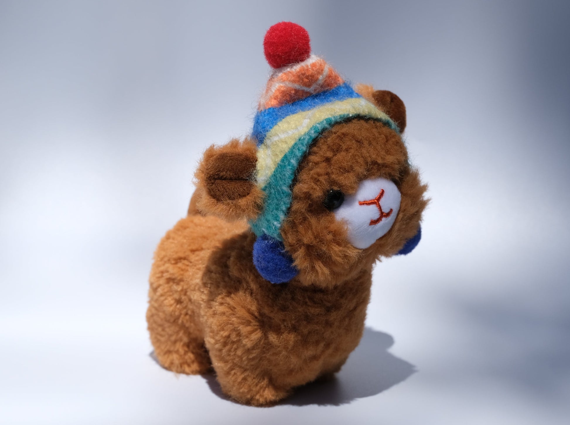 Llama with Beanie Plush Keychain, Front Side